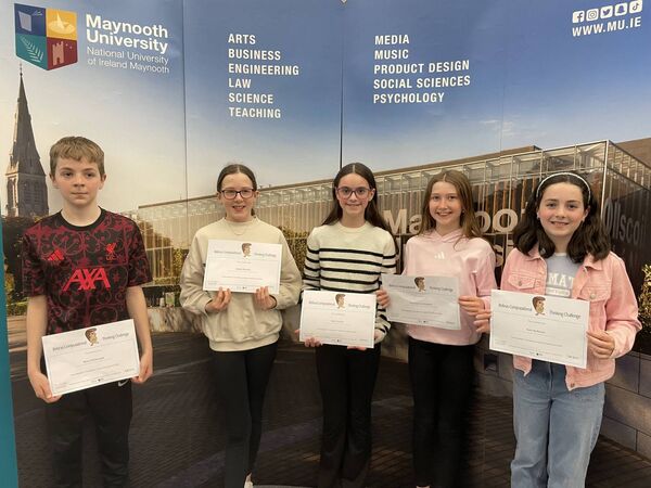 Marco McDonagh, Niamh Murphy, Holly Carolan, Charlotte Cunningham and Kate McKenzie represented the Quay NS, Ballina at the Bebras Computational Thinking national finals in Maynooth University.