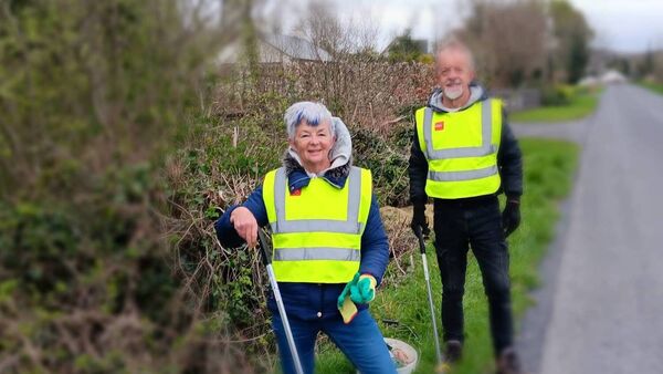 Pictured doing their part for the Knockmore Village Enhancement Spring Clean Up which was held recently are Marian and Brendan Barrett.