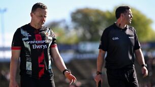 <p>Mayo manager Andy Moran during the closing stages of his side's defeat to Roscommon in Castlebar last Sunday.	Picture: Piaras Ó Mídheach/Sportsfile</p>