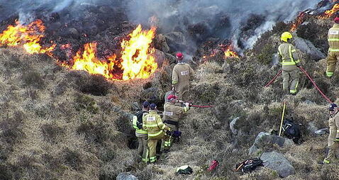 Public urged to stay away from Mourne Mountains as firefighters tackle wildfire
