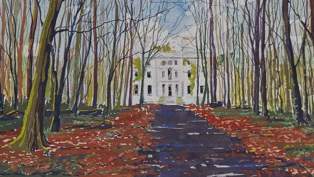<p>Sinead Wall's painting of Moore Hall features in the exhibition.</p>