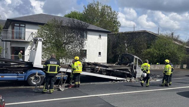 Van catches fire in Mayo town