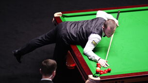 <p>Mark Allen pots the black and fouls through a cluster of reds over the pocket during his match against Yize Wu on day fourteen of the Halo World Snooker Championship at the Crucible Theatre, Sheffield.</p> <p>Mark Allen pots the black and fouls through a cluster of reds over the pocket during his match against Yize Wu on day fourteen of the Halo World Snooker Championship at the Crucible Theatre, Sheffield.</p>