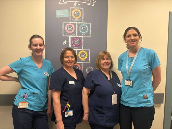 Pictured at Mayo University Hospital were, from left: Louise Doyle, Staff Midwife; Phyl Kerrigan, CMM2 Maternity; Joan Falsey, CMM2 SCBU; and Therese Smyth, Staff Midwife.