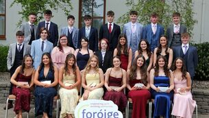 <p>Members of Kiltimagh Foróige are pictured at the Mayo Foróige 3rd Years Prom Ball, held recently at the Great National Hotel, Ballina.	 Picture: Trish Forde</p>