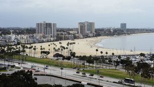 <p>A panoramic view of Long Beach in California. 	Picture: Kevork Djansezian/Getty Images</p>