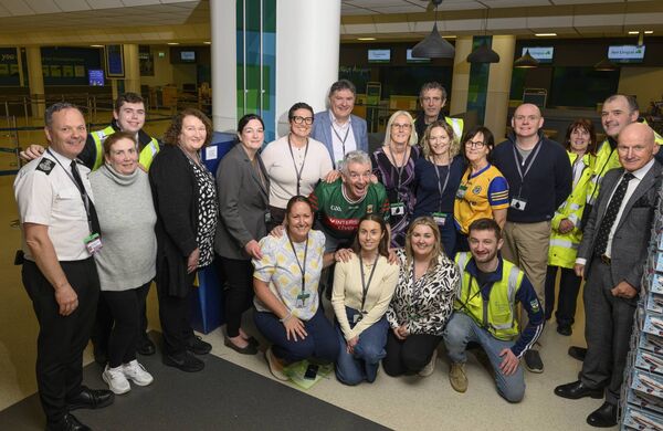 Ireland West Airport CEO Joe Gilmore with colleagues, including board chairperson Arthur French, during the recent visit by Ryanair chief executive Michael O’Leary to mark the airport’s 40th anniversary. 	Picture: Michael McLaughlin