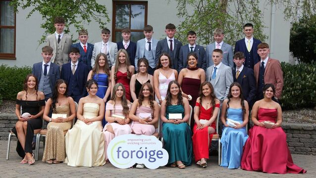 <p>Members of Lacken, Killala, Ballycastle and Kilfian Foróige Club at the Mayo Foróige 3rd Years Prom Ball, held recently at the Great National Hotel, Ballina. Picture: Trish Forde</p>