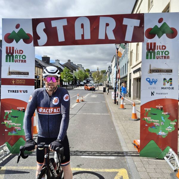 Noel Kelly of Westport Covey Wheelers was first to cross the line in the 100k race. Noel Kelly of Westport Covey Wheelers was first to cross the line in the 100k race.