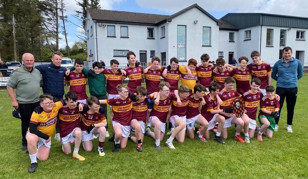 The Our Lady's Secondary School team pictured with their management team of Michael Joe Barrett, Mr Ryan O'Donoghue and Mr Rory Upton after their win against Castlerea Community School in the Connacht PPS 1st Years 'E' final. 