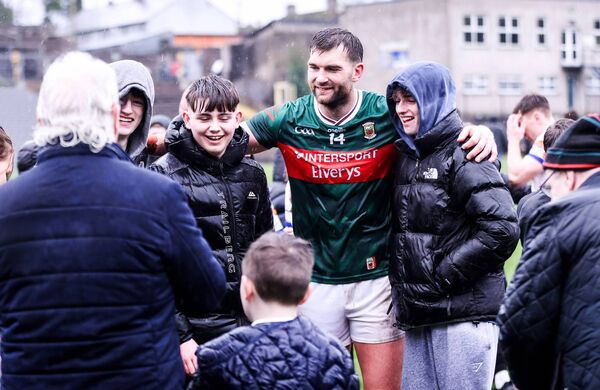 Aidan O'Shea with Mayo supporters after the Green and Red's win against Monaghan in Clones earlier this year in Division 1 of the National Football League.	Picture: INPHO/Tom Maher