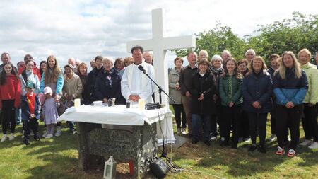 Local Notes: Locals gather at Lios na Leannaí, Culliagh, Kilmovee, to celebrate Mass.