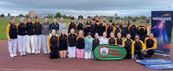 The large team from Lake District AC who competed in the Mayo Track and Field Championships in Claremorris.