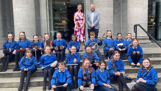 <p>A group of musicians from Tooreen National School who were finalists in the Walton's RTÉ Lyric FM Music for Schools Competition recently. The children were selected as one of the top six schools in the country and they performed their musical piece in the National Concert Hall in Dublin. They are pictured outside the National Concert Hall with their teacher Edel Fleming and accompanist Oisín McCann.</p>
