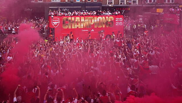 Arsenal put Champions League defeat behind them with open-top bus parade