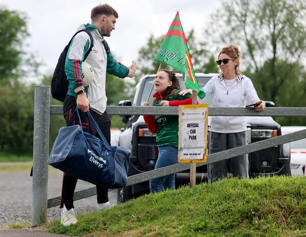 Aidan O'Shea meets a Mayo fan before the game last Sunday in which he became the first outfield player in GAA history to make 100 senior championship appearances. Picture: INPHO/James Crombie Aidan O'Shea meets a Mayo fan before the game last Sunday in which he became the first outfield player in GAA history to make 100 senior championship appearances. Picture: INPHO/James Crombie