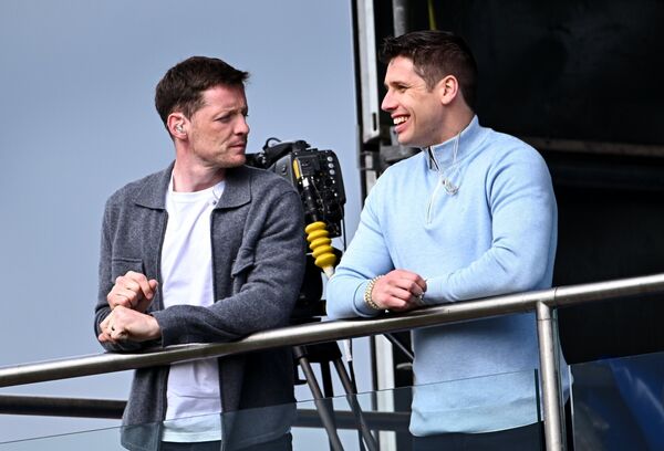 Former Monaghan and Mayo footballers, Conor McManus and Lee Keegan, watch the clash of their counties from the RTÉ gantry. Picture: Piaras Ó Mídheach/Sportsfile Former Monaghan and Mayo footballers, Conor McManus and Lee Keegan, watch the clash of their counties from the RTÉ gantry. Picture: Piaras Ó Mídheach/Sportsfile