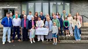 <p>The annual Helena Winters Daffodil Day Coffee Morning held in Ballina raised €5,482.75 for the Irish Cancer Society. Pictured is Mary Martin, Ballina Daffodil Day Volunteer Co-ordinator, accepting the cheque on behalf of the Irish Cancer Society, along with family members of the late Helena Winters (née Langan), friends and volunteers. </p> <p>The annual Helena Winters Daffodil Day Coffee Morning held in Ballina raised €5,482.75 for the Irish Cancer Society. Pictured is Mary Martin, Ballina Daffodil Day Volunteer Co-ordinator, accepting the cheque on behalf of the Irish Cancer Society, along with family members of the late Helena Winters (née Langan), friends and volunteers. </p>