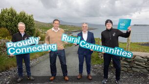 <p>Pictured on Inishturk Island for the launch of the new service were, from left: Joe Lavin, Chief Commercial Officer, NBI; Danny O'Toole, Mayo County Council Broadband Officer; Dara Calleary, Minister for Rural and Community Development and the Gaeltacht; Niall Beirne, Head of Corporate Communications, NBI.</p> <p>Pictured on Inishturk Island for the launch of the new service were, from left: Joe Lavin, Chief Commercial Officer, NBI; Danny O'Toole, Mayo County Council Broadband Officer; Dara Calleary, Minister for Rural and Community Development and the Gaeltacht; Niall Beirne, Head of Corporate Communications, NBI.</p>