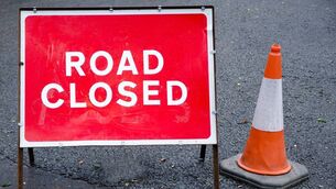 <p>Road closed sign.</p> <p>Road closed sign.</p>