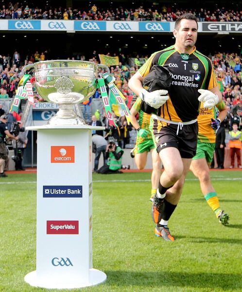 Donegal goalkeeper Paul Durcan takes to the field against Mayo in the All-Ireland Senior Football Final in Croke Park in September 2012. Picture: INPHO/James Crombie Donegal goalkeeper Paul Durcan takes to the field against Mayo in the All-Ireland Senior Football Final in Croke Park in September 2012. Picture: INPHO/James Crombie