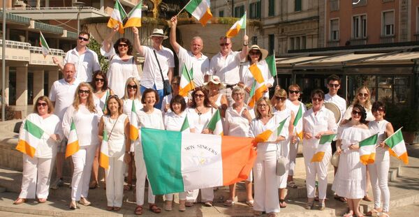 The group proudly fly the Irish flag in Montecatini, Italy in 2018. The group proudly fly the Irish flag in Montecatini, Italy in 2018.