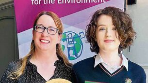 <p>Grace Cunnane, a student of St Mary's Secondary School, Ballina, has been placed second in the International Young Reporters for the Environment competition. She is pictured here with her English teacher, Jessica Wall.</p>