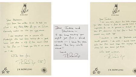 Letters from JK Rowling to terminally ill fan fetch €10,600 at auction