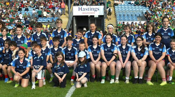 The 1st to 6th class pupils of Straide National School prior to the start of the All-Ireland SFC match between Mayo and Meath at Hastings Insurance MacHale Park, Castlebar. They got to provide the teams with the pre-match guard of honour and played half-time Cumann na mBunscol exhibition matches against Lahardane NS.	Picture: David Farrell Photography