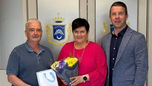 <p>Patricia Healy Ruane has retired after more than 30 years of service to St Joseph’s Secondary School in Foxford. She received a presentation from Aidan Flatley, on behalf of the parents association, and school principal Mr Daire McManamon.</p>