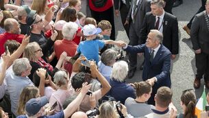<p>Canadian Prime Minister Mark Carney meets well-wishers during his visit to Westport Town Hall Theatre on Sunday, June 14. Picture: Andrew Downes/PA Wire</p> <p>Canadian Prime Minister Mark Carney meets well-wishers during his visit to Westport Town Hall Theatre on Sunday, June 14. Picture: Andrew Downes/PA Wire</p>