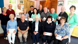 <p>Winners of the Stroke Competition at Balla Golf Club, sponsored by Brendan's Bus Hire and the Rumble, sponsored by Archers Store in Castlebar, were, front row, from left: Carmel Henry, John Cannon (representing Archers, Castlebar), Club President Maureen McDonnell, Club Captain Nora Heraty, Julie Loftus. Back row: Martina Fitzgerald, Gus Heraty, Jimmy Sheridan, Mary Jo Cannon , Club Captain Danny Lyons, Caroline Bourke, Martin Moylette, Tom Jennings, Pat Mohan, John Walsh and Mary B Prendergast. Missing were Carmel Kilgallon and David Walsh. Picture: Trish Forde</p> <p>Winners of the Stroke Competition at Balla Golf Club, sponsored by Brendan's Bus Hire and the Rumble, sponsored by Archers Store in Castlebar, were, front row, from left: Carmel Henry, John Cannon (representing Archers, Castlebar), Club President Maureen McDonnell, Club Captain Nora Heraty, Julie Loftus. Back row: Martina Fitzgerald, Gus Heraty, Jimmy Sheridan, Mary Jo Cannon , Club Captain Danny Lyons, Caroline Bourke, Martin Moylette, Tom Jennings, Pat Mohan, John Walsh and Mary B Prendergast. Missing were Carmel Kilgallon and David Walsh. Picture: Trish Forde</p>