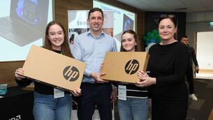 <p>Edel Walsh, Donal Harford from AMD, Orlaith Colleran and Stephanie Hogan Lead Mentor Mount Saint Michael at the Technovation Regional Pitch Event in AMD Dublin. Picture: Robbie Reynolds</p> <p>Edel Walsh, Donal Harford from AMD, Orlaith Colleran and Stephanie Hogan Lead Mentor Mount Saint Michael at the Technovation Regional Pitch Event in AMD Dublin. Picture: Robbie Reynolds</p>