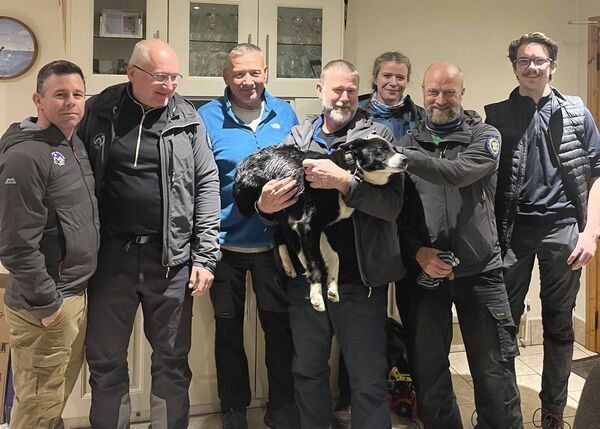 Volunteers from the Irish Cave Rescue Organisation with Jess the sheepdog who they rescued from a Porturlin cave on Friday night. Volunteers from the Irish Cave Rescue Organisation with Jess the sheepdog who they rescued from a Porturlin cave on Friday night.