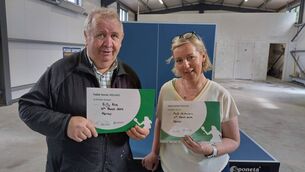 <p>Members of the newly formed Foxford Table Tennis Club are secretary Billy Rice and chairperson Aoife Kilcawley who recently completed the coaching course with Mayo Sports Partnership. They are pictured in the new premises on the Swinford Road where Foxford Table Tennis Club trains twice weekly.</p> <p>Members of the newly formed Foxford Table Tennis Club are secretary Billy Rice and chairperson Aoife Kilcawley who recently completed the coaching course with Mayo Sports Partnership. They are pictured in the new premises on the Swinford Road where Foxford Table Tennis Club trains twice weekly.</p>