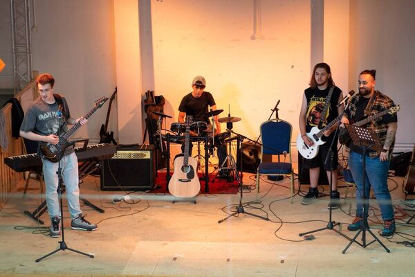 Seamus Mongan, drummer Yunnus Abdelkander and Cian Monaghan with teacher Andrei Chiujdea at Ballyhaunis Community Hall. Seamus Mongan, drummer Yunnus Abdelkander and Cian Monaghan with teacher Andrei Chiujdea at Ballyhaunis Community Hall.