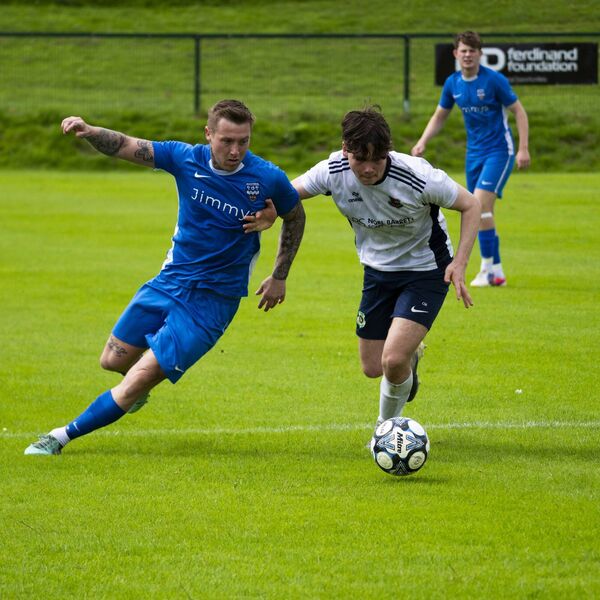 Ballina Town's Jesse Devers (left) looks to take on Cillian Murphy of Glenhest Rovers. Picture: John Corless Ballina Town's Jesse Devers (left) looks to take on Cillian Murphy of Glenhest Rovers. Picture: John Corless