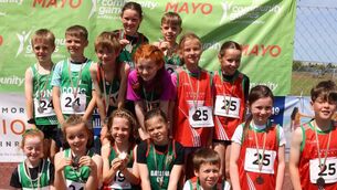 <p>The Under-10 mixed relay winning teams from Cong, Ballina, and Belmullet at the Mayo Community Games Athletics County Finals.</p> <p>The Under-10 mixed relay winning teams from Cong, Ballina, and Belmullet at the Mayo Community Games Athletics County Finals.</p>