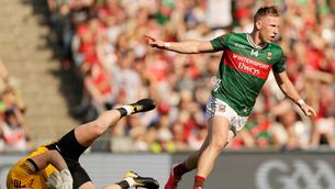 <p>Ryan O'Donoghue celebrates scoring Mayo's first goal. Picture: INPHO/Laszlo Geczo</p> <p>Ryan O'Donoghue celebrates scoring Mayo's first goal. Picture: INPHO/Laszlo Geczo</p>