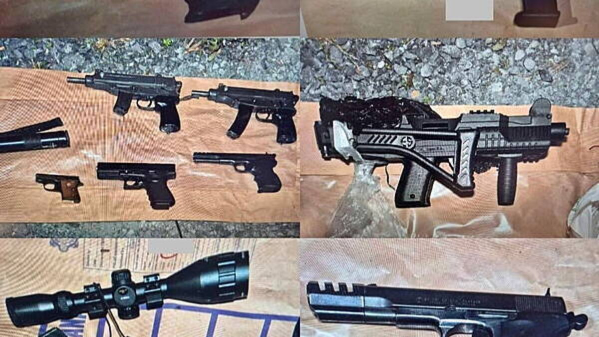 Machine guns, pistols and drugs seized in operation targeting organised crime