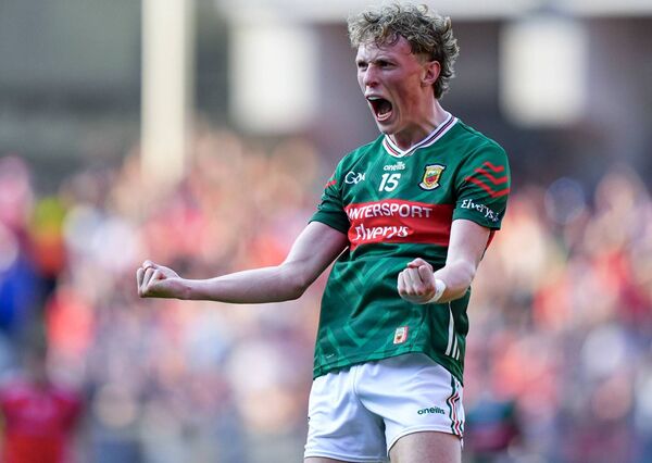 18-year-old Kobe McDonald shows his emotions after helping Mayo reach the All-Ireland SFC Final in his debut season. Picture: INPHO/James Lawlor 18-year-old Kobe McDonald shows his emotions after helping Mayo reach the All-Ireland SFC Final in his debut season. Picture: INPHO/James Lawlor