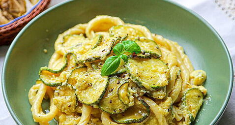 Isabella Barbato’s courgette carbonara with busiate