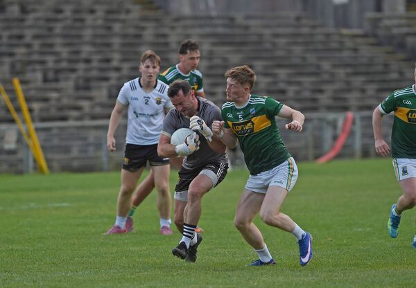 Kilmeena's Paul Groden gets tackled by Ardnaree's Nathan Roddy during the AbbVie Mayo SFL Division 3 Final. Picture: Conor McKeown Kilmeena's Paul Groden gets tackled by Ardnaree's Nathan Roddy during the AbbVie Mayo SFL Division 3 Final. Picture: Conor McKeown