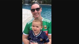 <p>Claremorris native Amy Brett and her daughter Evie sporting the Mayo colours in New York. </p>
