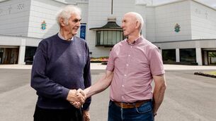 <p>Liam Mullahy and John Lenaghan meet at Knock Shrine, fifty years after working together as part of the construction team who built the Basilica. Picture: Sean Flynn, The Commercial Photographer.</p> <p>Liam Mullahy and John Lenaghan meet at Knock Shrine, fifty years after working together as part of the construction team who built the Basilica. Picture: Sean Flynn, The Commercial Photographer.</p>