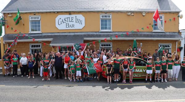 Patrons of the Castle Inn Bar in Glencastle near Belmullet anticipating the arrival of Sam Maguire and a victorious Mayo team to Erris. Patrons of the Castle Inn Bar in Glencastle near Belmullet anticipating the arrival of Sam Maguire and a victorious Mayo team to Erris.