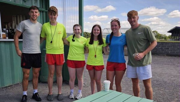 Mayo stars Jack Carney and Enda Hession having a coffee with some staff from the Charlestown Swimming Pool at the Complex Coffee Hut in the lead-up to their memorable All-Ireland final victory.