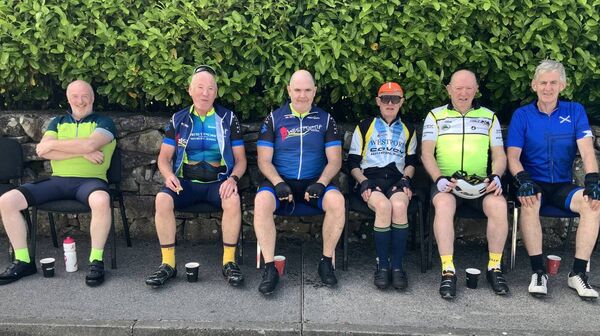 Tired participants took time out to relax with a cuppa after completing the Ollie Roache Memorial Cycle. Picture by Tom Quinn Tired participants took time out to relax with a cuppa after completing the Ollie Roache Memorial Cycle. Picture by Tom Quinn
