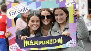<p>Grace Hannick, Caitlin Gough and Rachel Kelly from Killala were at the Foróige Amplified festival in Knockmore GAA Grounds last month. 	Picture: Conor McCabe Photography</p>