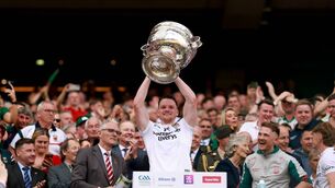 <p>Mayo's Matthew Ruane lifts the Sam Maguire Cup after Mayo defeated Kerry to claim a first All-Ireland Senior Football Championship in 75 years. Picture: INPHO/James Crombie</p> <p>Mayo's Matthew Ruane lifts the Sam Maguire Cup after Mayo defeated Kerry to claim a first All-Ireland Senior Football Championship in 75 years. Picture: INPHO/James Crombie</p>